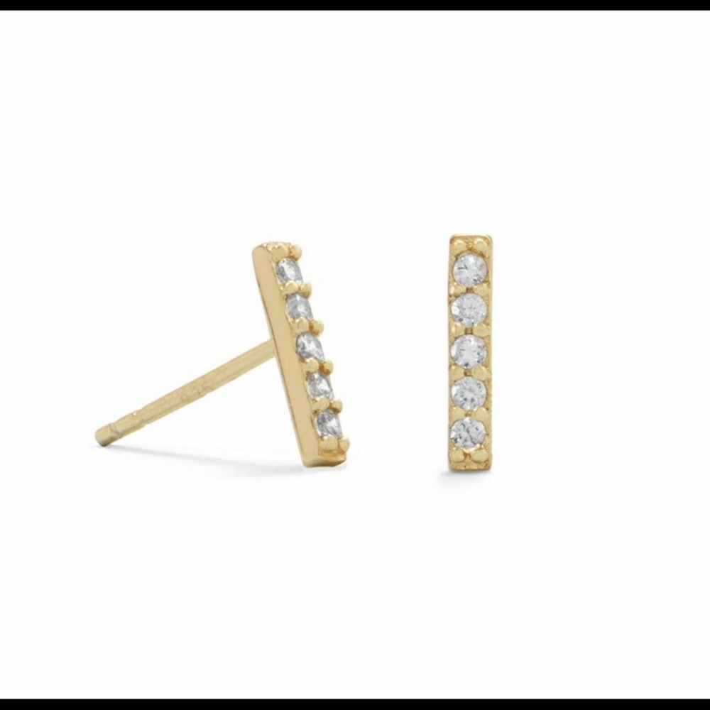 ❗️FREE W $50 purchase Bar CZ Diamond Earrings gold